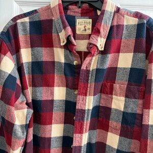 RedHead Men's Casual Plaid Shirt - Red, Blue, Cream